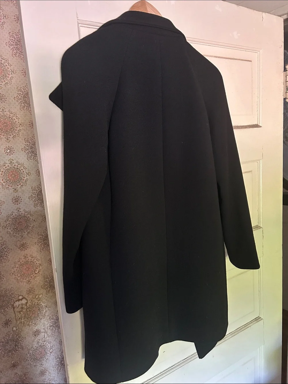 J. Crew Black Double Cloth Wool Coat with Gold Chain Detail - Picture 6 of 6
